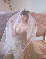 穿婚纱的女孩，齐刘海巨乳美少女唯美婚纱写真摄影图集