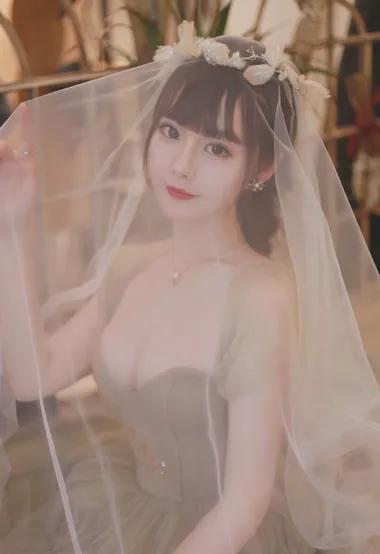 穿婚纱的女孩，齐刘海巨乳美少女唯美婚纱写真摄影图集 – 高清 桌面壁纸 开放版权素材 免费下载 手机电脑通用背景图