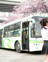 准备搭公交车回家的 学生制服短裙丝袜美少女小九写真图片