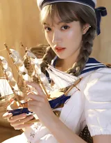 学习文具很丰富的双麻花辫学生制服美少女私房写真