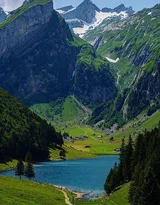 瑞士某傍山别墅的唯美景色，入目皆是郁郁葱葱的山山水水