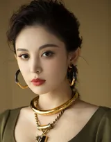 古力娜扎性感v领长裙写真图片，尽显丰满事业线