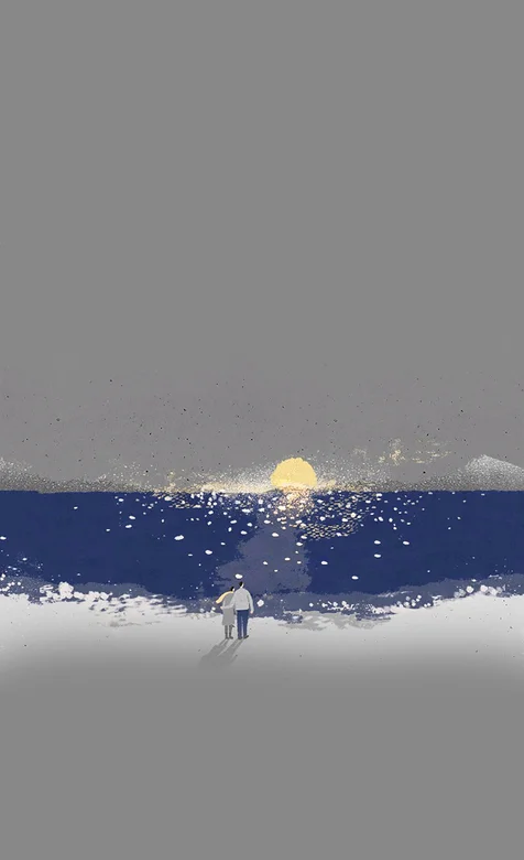 手绘海上的太阳手机壁纸 – 高清 桌面壁纸 开放版权素材 免费下载 手机电脑通用背景图