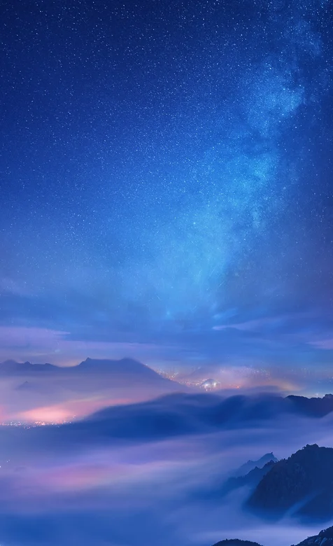 唯美星空下的山中云海高清手机壁纸-iPhone17-1