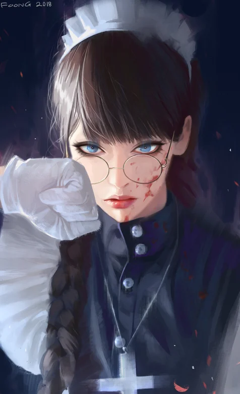 戴眼镜满脸血的邪恶女修女 – 高清 桌面壁纸 开放版权素材 免费下载 手机电脑通用背景图-iPhone17-1