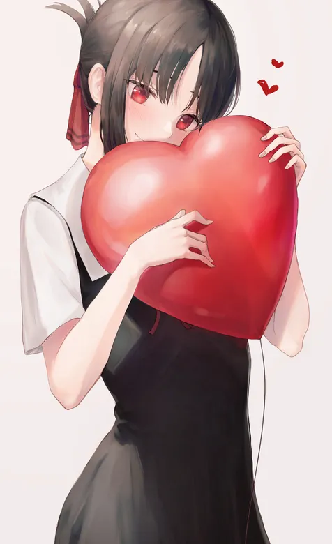 手抱爱心的动漫女孩 – 高清 桌面壁纸 开放版权素材 免费下载 手机电脑通用背景图-iPhone17-1