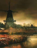荷兰式风车唯美高清建筑景色图片