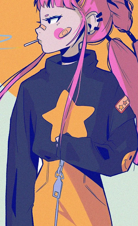 时尚穿运动装的动漫少女创意手绘插画手机壁纸下载 – 高清 桌面壁纸 开放版权素材 免费下载 手机电脑通用背景图-iPhone17-1