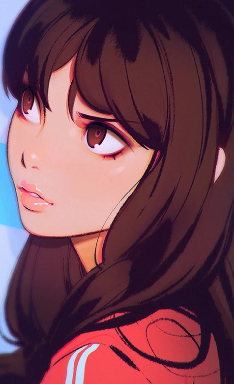 穿条纹运动衫的动漫女生创意手机壁纸 – 高清 桌面壁纸 开放版权素材 免费下载 手机电脑通用背景图