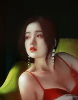 像极了80年代的性感女孩，手拿着烟的美丽红裙女子超美写真