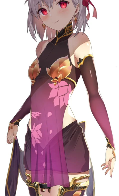 蕾丝古风莲花装动漫红色瞳孔小姐姐 – 高清 桌面壁纸 开放版权素材 免费下载 手机电脑通用背景图