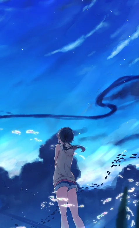 梦幻意境草地上的动漫短裤少女高清手机壁纸 – 高清 桌面壁纸 开放版权素材 免费下载 手机电脑通用背景图-iPhone17-1