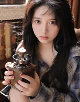 治愈系，漂亮女孩，格纹衬衫少女清纯私房写真照