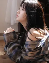治愈系，漂亮女孩，格纹衬衫少女清纯私房写真照