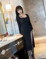 黑色魅惑 性感模特萌奈子黑裙，黑丝，高跟私房诱惑图片