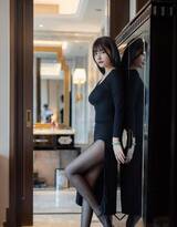 黑色魅惑 性感模特萌奈子黑裙，黑丝，高跟私房诱惑图片