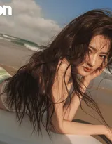 徐璐牛仔热裤穿搭享受夏日海风唯美海边写真图片