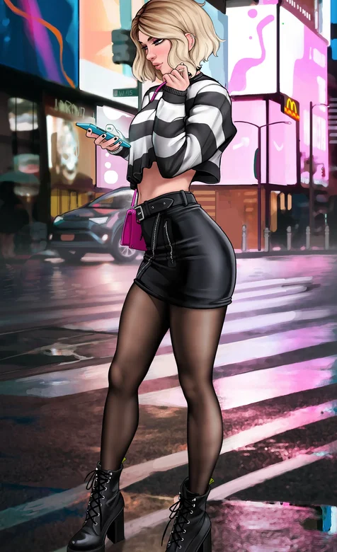 都市女郎，紧身皮裙，丝袜，高跟靴子时尚女郎图片 – 高清 桌面壁纸 开放版权素材 免费下载 手机电脑通用背景图-iPhone17-1