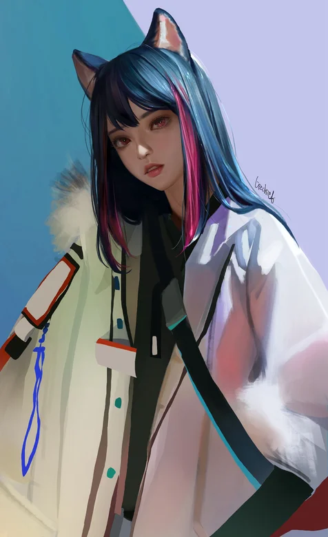 穿着白色夹克衣的非主流狐狸耳朵cos动漫少女高清手机壁纸 – 高清 桌面壁纸 开放版权素材 免费下载 手机电脑通用背-iPhone17-1