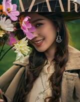 刘诗诗时尚芭莎杂志最新写真，牛仔帽加白色公主裙，展现飒爽个性气质