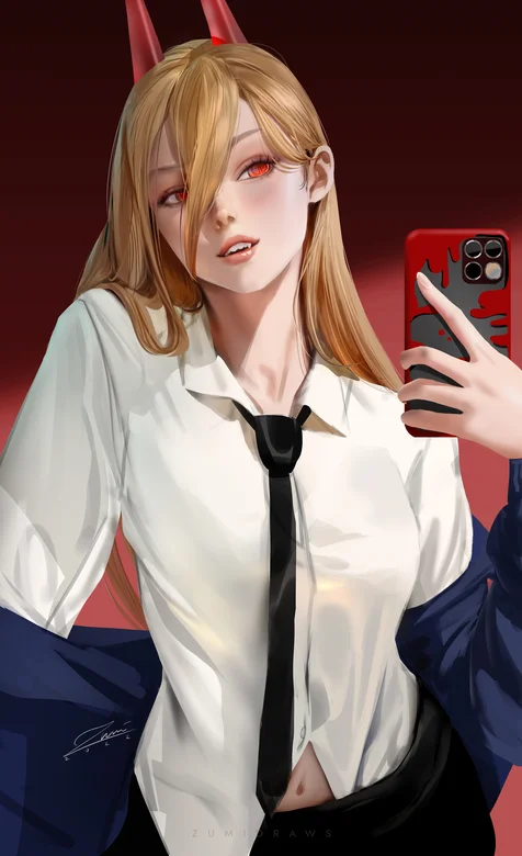 性感可爱的动漫吸血鬼、西服帅气造型拿手机自拍的插画壁纸 – 高清 桌面壁纸 开放版权素材 免费下载 手机电脑通用背景-iPhone17-1