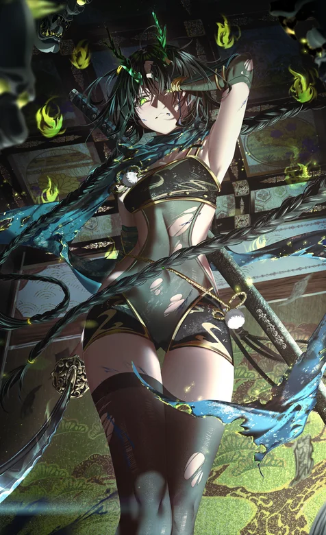性感黑丝的动漫女武士超清手机壁纸 – 高清 桌面壁纸 开放版权素材 免费下载 手机电脑通用背景图