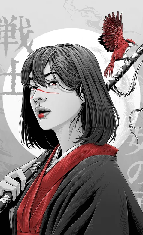 日系风格战斗少女插画近照头像手机壁纸图片 – 高清 桌面壁纸 开放版权素材 免费下载 手机电脑通用背景图