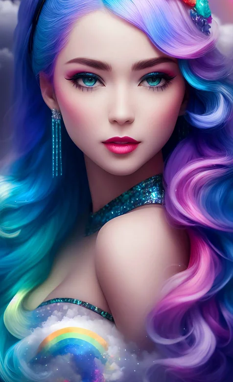 炫彩彩虹色发色的性感美少女超清手机壁纸 – 高清 桌面壁纸 开放版权素材 免费下载 手机电脑通用背景图
