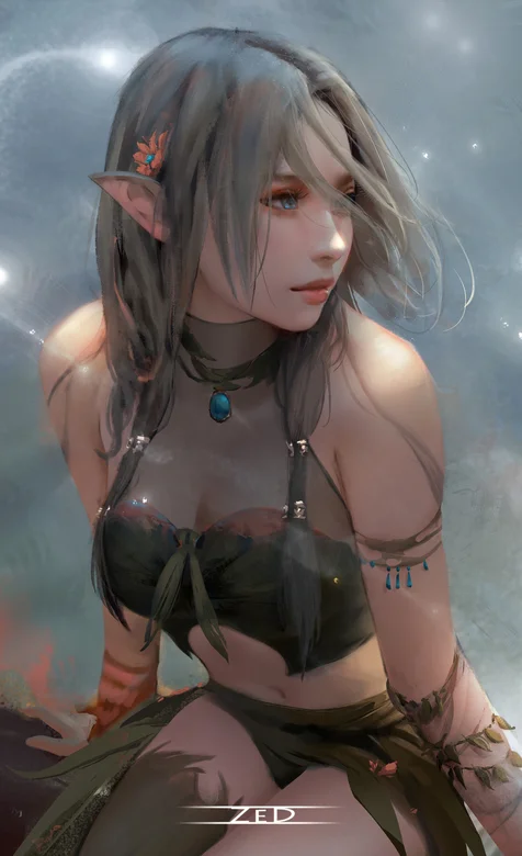 手绘女精灵人物个性插画手机壁纸免费下载 – 高清 桌面壁纸 开放版权素材 免费下载 手机电脑通用背景图