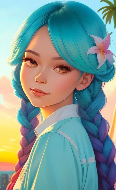 夕阳背景、大辫子青发大眼萌妹子头像近照手机壁纸 – 高清 桌面壁纸 开放版权素材 免费下载 手机电脑通用背景图