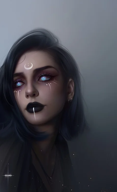 手绘欧美蓝色瞳孔非主流美女插画壁纸 – 高清 桌面壁纸 开放版权素材 免费下载 手机电脑通用背景图