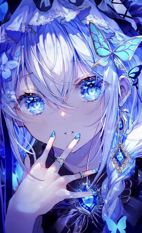 蓝色系动漫大眼少女头像手机壁纸 – 高清 桌面壁纸 开放版权素材 免费下载 手机电脑通用背景图