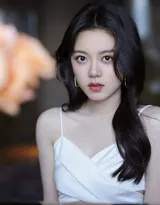 赵今麦性感可人白色小吊带套装户外清甜写真图片