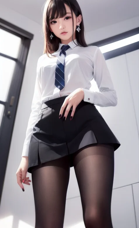 身材超好看的白衬衫黑裙黑丝袜ai动漫美女手机壁纸图片 – 高清 桌面壁纸 开放版权素材 免费下载 手机电脑通用背景图