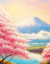 唯美浪漫的樱花，樱花树，插画手绘动漫壁纸图片
