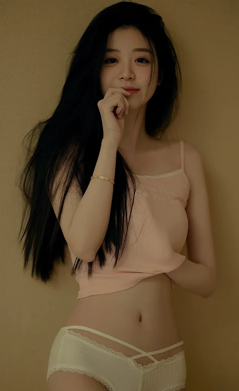 微微的笑，青春可人，把手伸进自己小背心的漂亮女生靠墙站立写真手机壁纸图片 – 高清 桌面壁纸 开放版权素材 免费下载-iPhone17-1