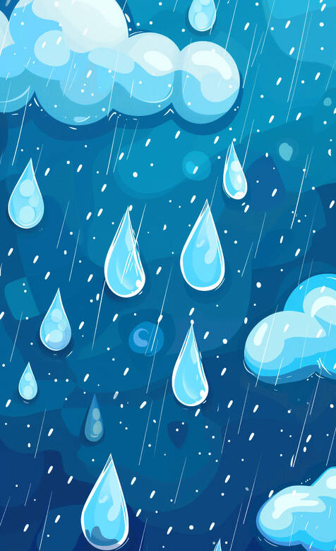 下雨,雨滴,云朵,下雨的天气卡通美图手机壁纸图片