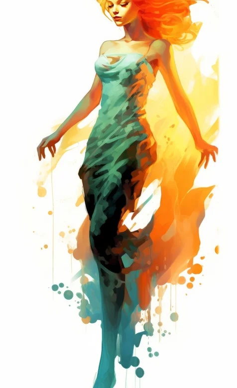 行走中的金发裙装少女创意插画手机壁纸图片 – 高清 桌面壁纸 开放版权素材 免费下载 手机电脑通用背景图