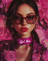 Girl Boss，戴着墨镜的欧美女生AI美图插画图片