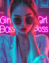 Girl Boss，戴着墨镜的欧美女生AI美图插画图片