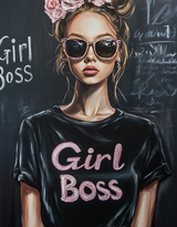 Girl Boss，戴着墨镜的欧美女生AI美图插画图片