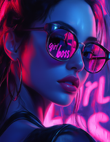 Girl Boss，戴着墨镜的欧美女生AI美图插画图片