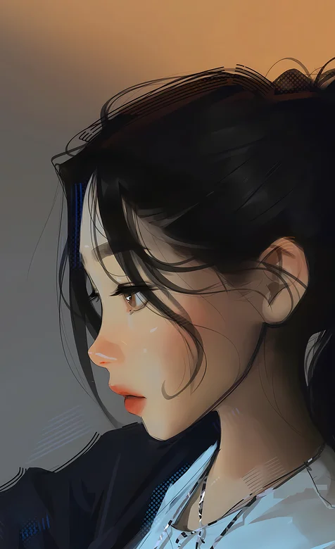 Sam Yang 侧颜美女插画手机壁纸图片 – 高清 桌面壁纸 开放版权素材 免费下载 手机电脑通用背景图
