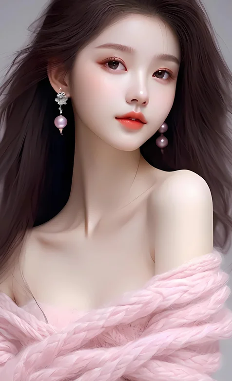 粉色坎肩披身的甜美纯欲AI美女高清手机壁纸图片 – 高清 桌面壁纸 开放版权素材 免费下载 手机电脑通用背景图