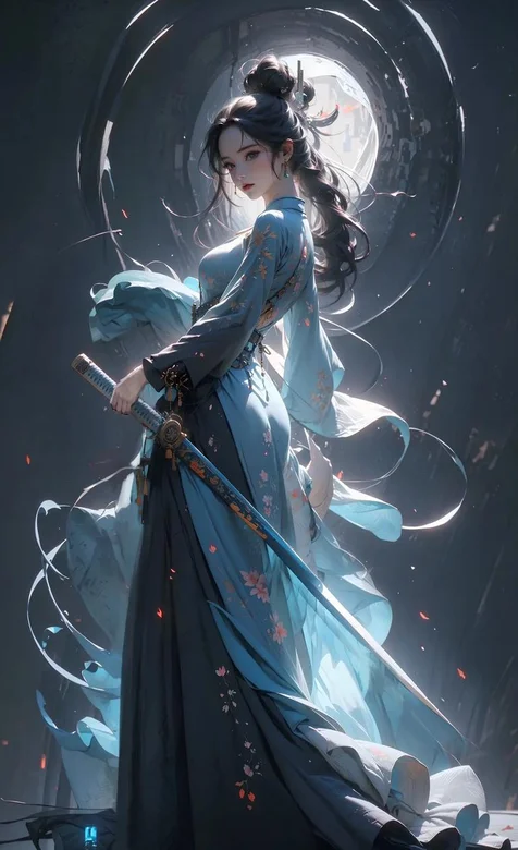 腰挎宝剑的古装，古风AI美女手机壁纸图片 – 高清 桌面壁纸 开放版权素材 免费下载 手机电脑通用背景图