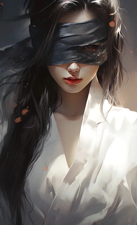 眼睛蒙着缎带的古装AI美女酷飒手机壁纸图片 – 高清 桌面壁纸 开放版权素材 免费下载 手机电脑通用背景图