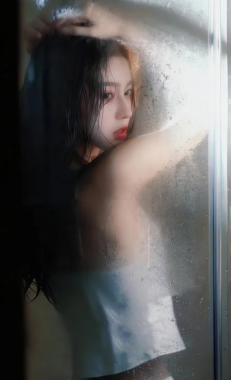 站在浴室水雾弥漫玻璃前的吊带衣白裙美女手机壁纸图片 – 高清 桌面壁纸 开放版权素材 免费下载 手机电脑通用背景图