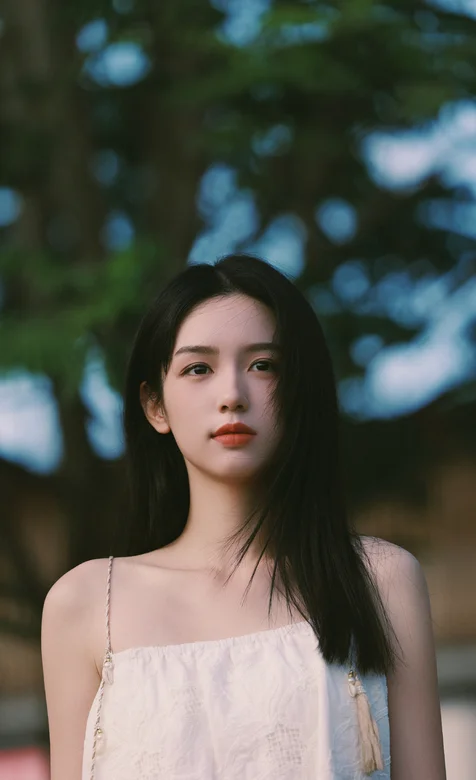 周也靓丽小白裙唯美户外写真手机壁纸 – 高清 桌面壁纸 开放版权素材 免费下载 手机电脑通用背景图