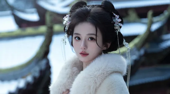 古风，古装，白色汉服装可爱美少女写真壁纸 – 高清 桌面壁纸 开放版权素材 免费下载 手机电脑通用背景图