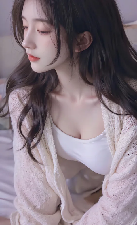 侧坐在床上的AI美女侧颜身材手机壁纸图片 – 高清 桌面壁纸 开放版权素材 免费下载 手机电脑通用背景图